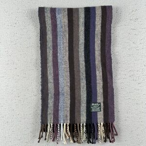 Wolsey Scarf 67in Purple Gray Striped Lambswool‎ Scotland